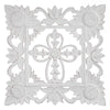 Hand-Carved Square Floral Cross Wall Medallion – White (24”)